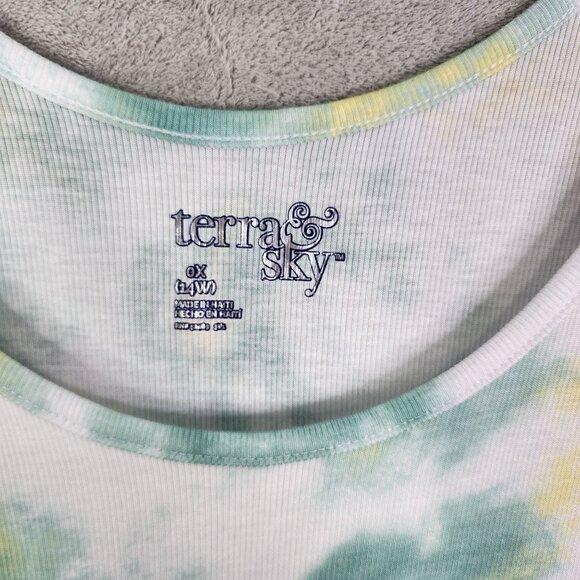 Women's Terra & Sky Tie-Dye Tank Top Sleeveless Scoop Neck Size 0X 14W - Picture 4 of 9